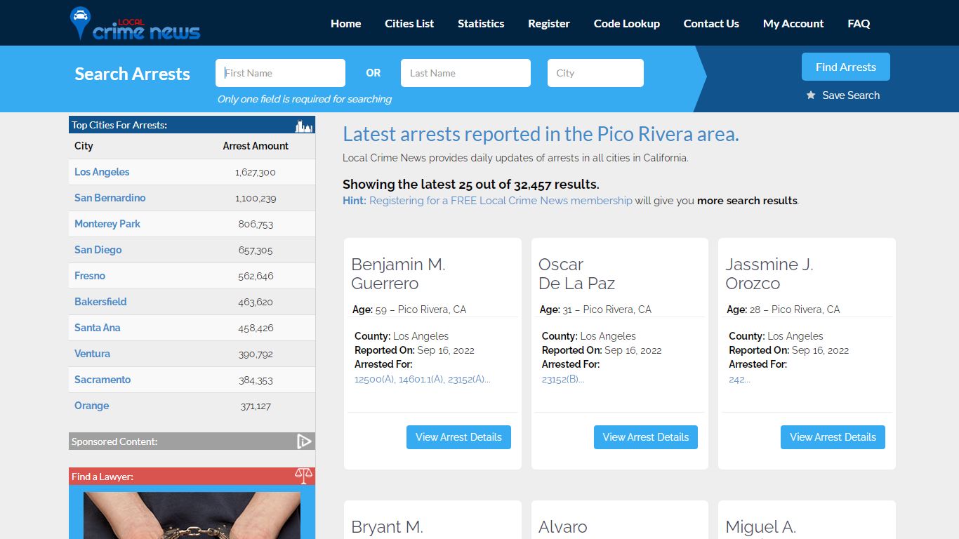 Pico Rivera California Arrest Records | Local Crime News