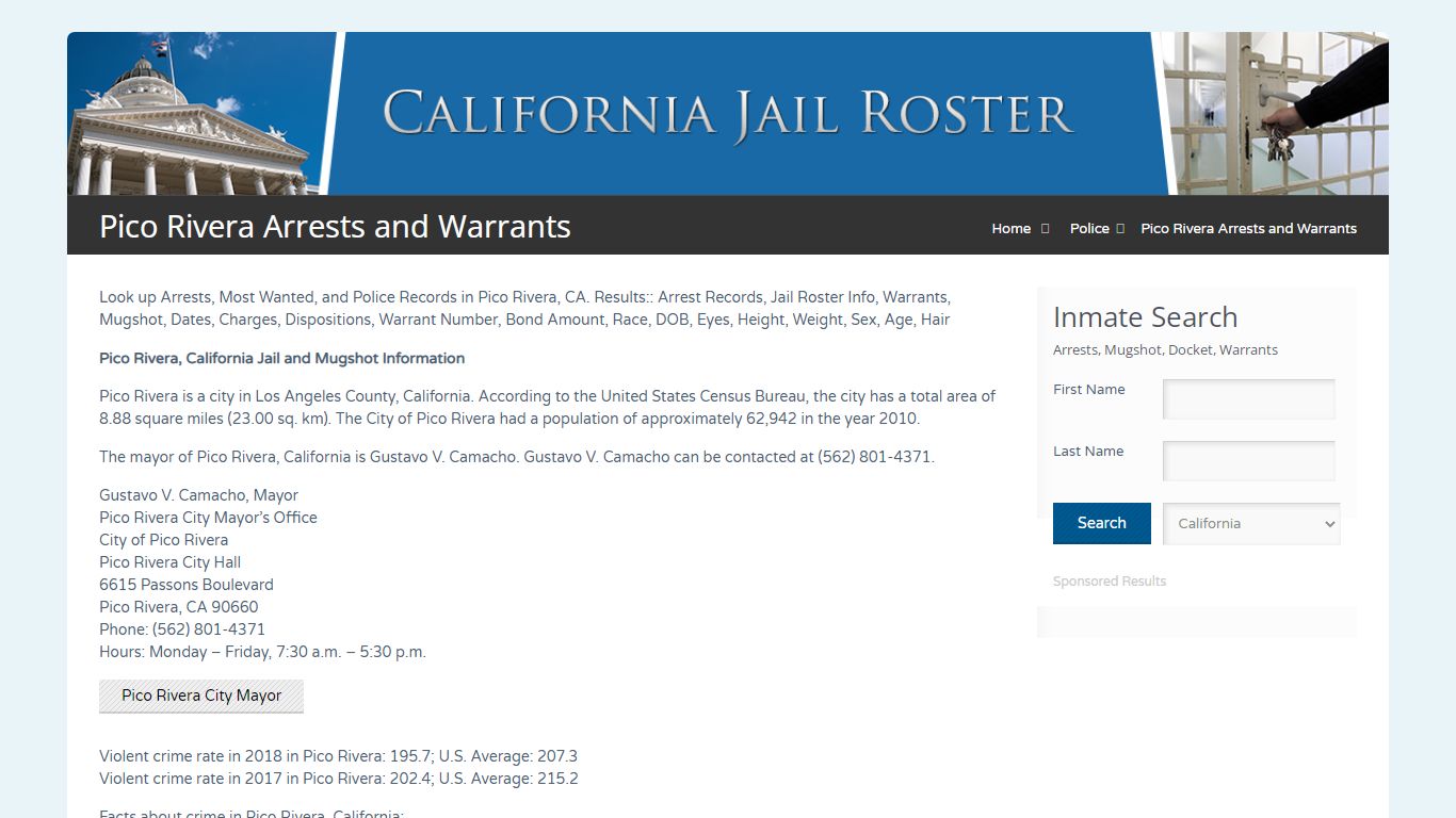 Pico Rivera Arrests and Warrants | Jail Roster Search