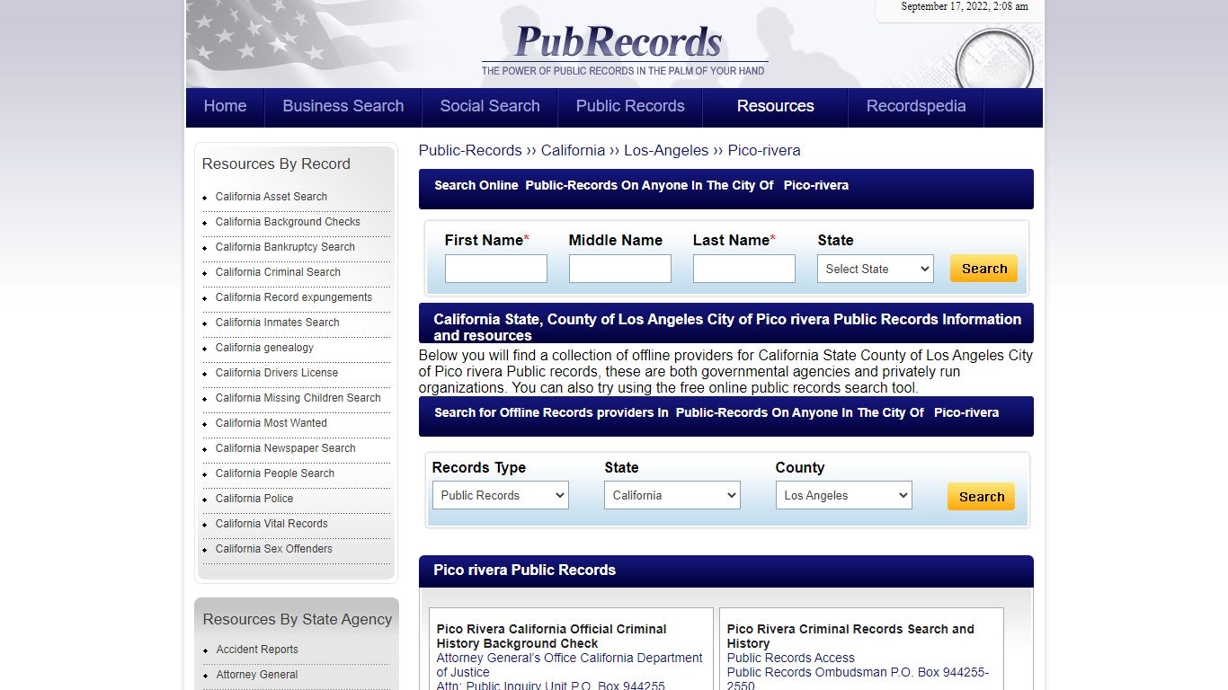 Pico rivera, Los Angeles County, California Public Records