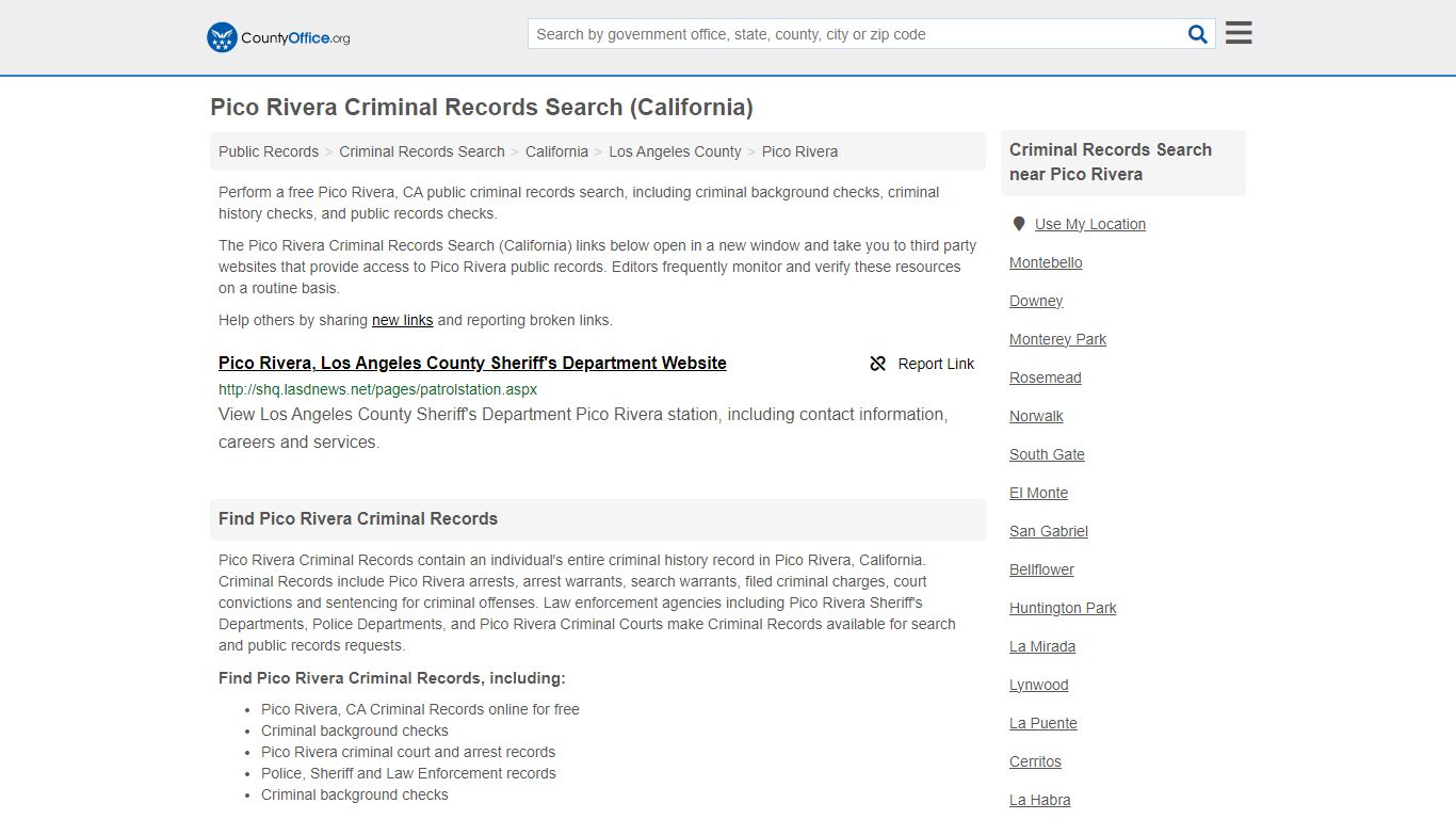 Criminal Records Search - Pico Rivera, CA (Arrests, Jails & Most Wanted ...