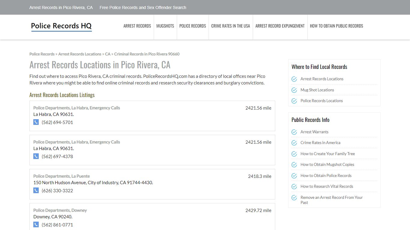 Arrest Records in Pico Rivera, CA - Free Police Records and Sex ...