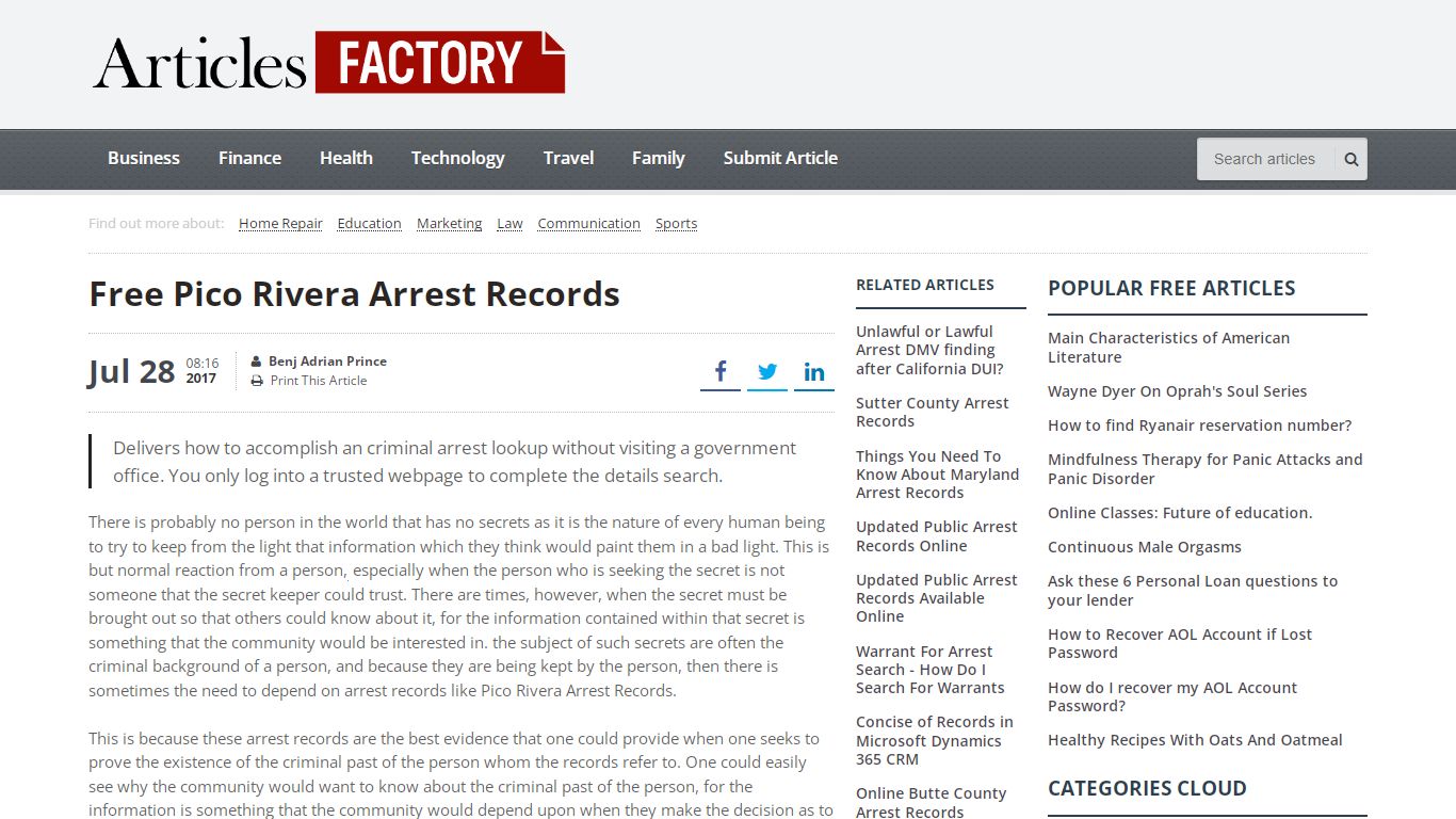 Free Pico Rivera Arrest Records - Articles Factory